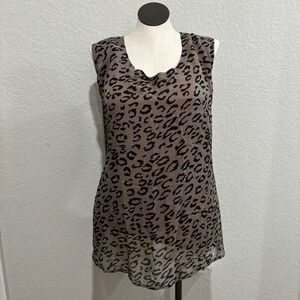 Marisol Leopard Print Tank Top‎ Rayon Lined Sleeveless Animal Print